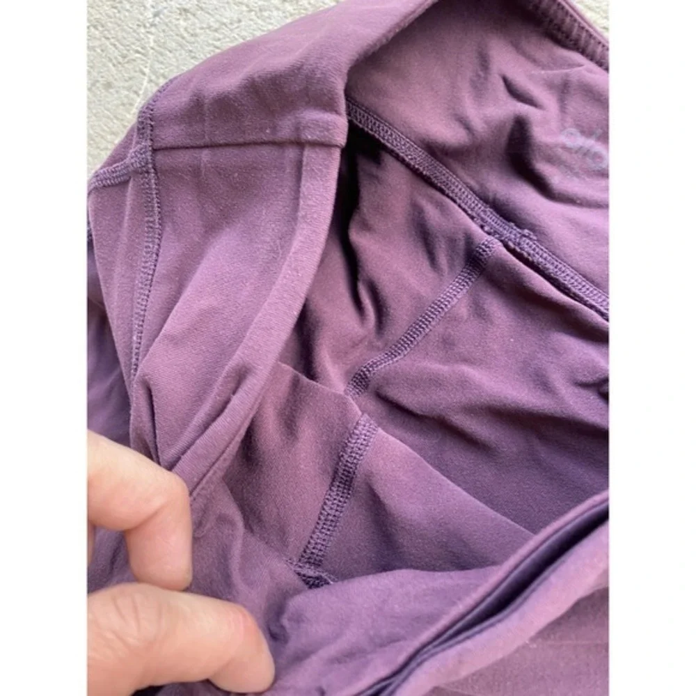 Alo Yoga Pants Womens Small Purple Black Colorblock Ribbed Goddess Leggings Tall